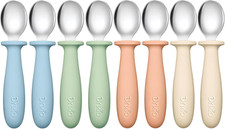 8 PCS Toddler Spoons Set - Baby Spoons with Silicone Handle Children Safe 18/8 S