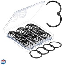 Loose Leaf Binder Rings, 40 Pack, Black, 1 Inch, Metal, Small