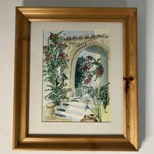 Graham Scandrett Bougainvillea Peyia Cyprus Original Watercolour Framed Art