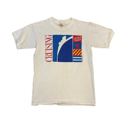 Vintage 90s Single World Cruising& Tours Nautical flags I L Y Med Vacation shirt