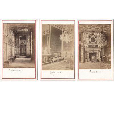 Tryptikum Innenraum des Schlosses von Fontainebleau um 1870 Foto CDV