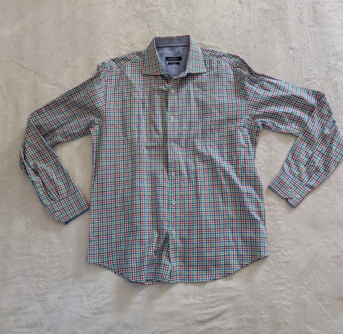 Bugatchi Long Sleeve Multicolor Mini Windowpane P… - image 1