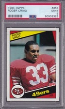 PSA 9 MINT PERFECT ROOKIE! 1984 Topps #353 ROGER CRAIG (RC) 49ERS HOF 2025?