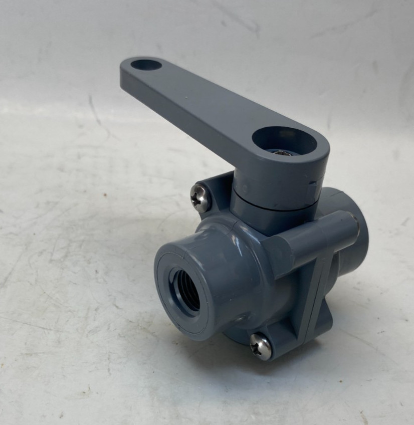 SMC 1/4" Inline PVC Ball Valve (1/4" FNPT x 1/4" FNPT) Lever Handle - Made USA