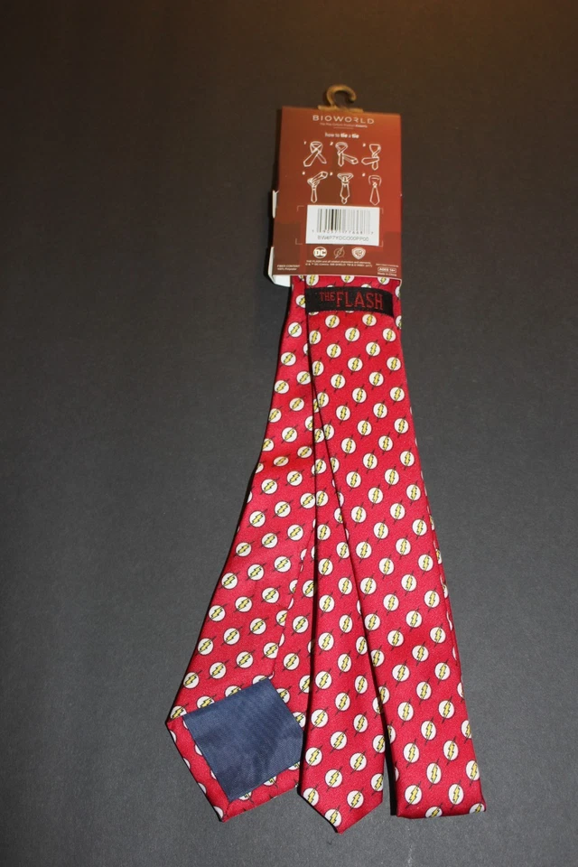 Corbata Roja The Flash DC Comic Superhéroe Nuevo Logo Rayos Auténtica Foto 3 de 4