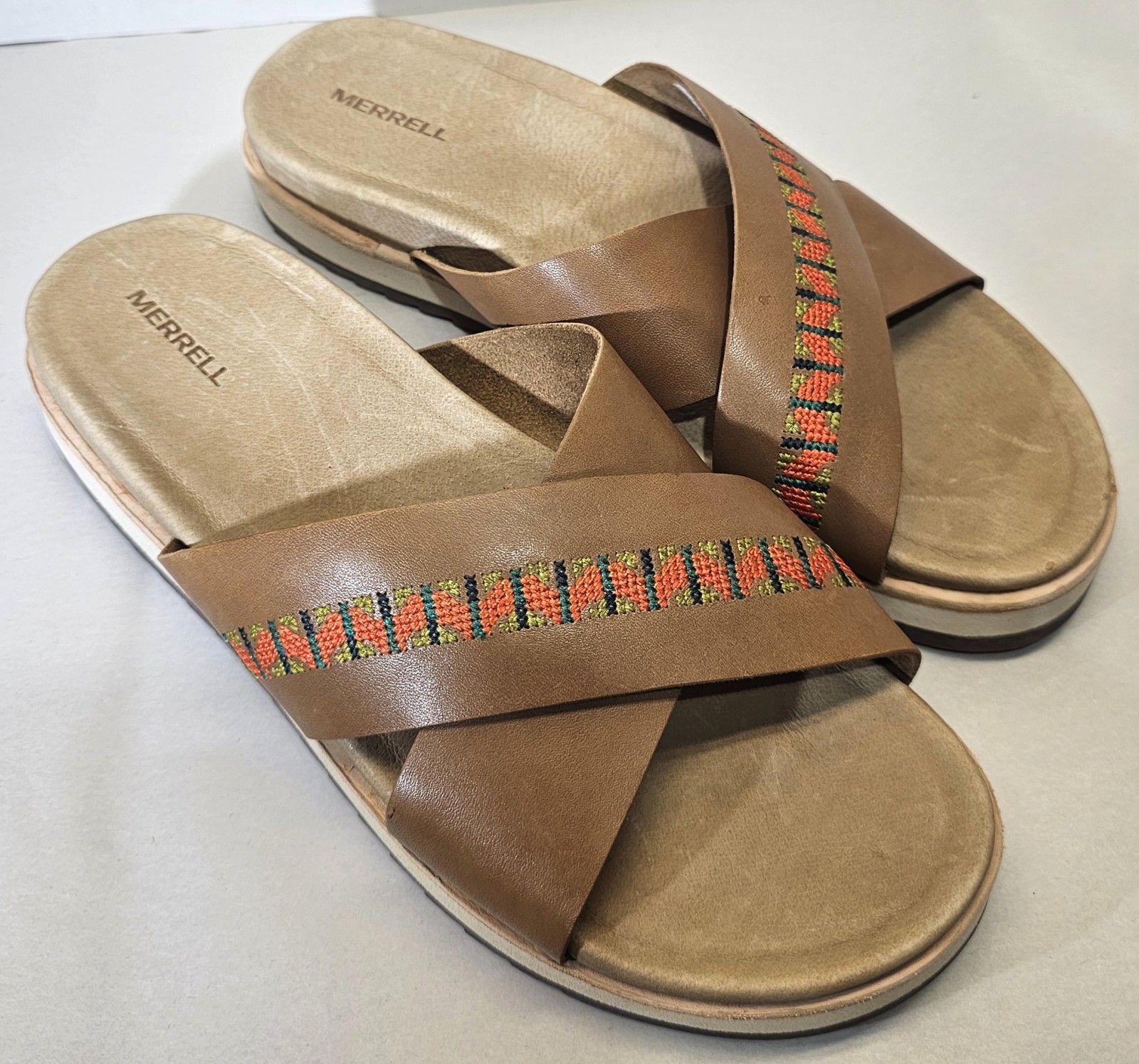 MERRELL Nuovi sandali Merrel donna tabacco (pelle) Juno Slides impermeabili taglia 11