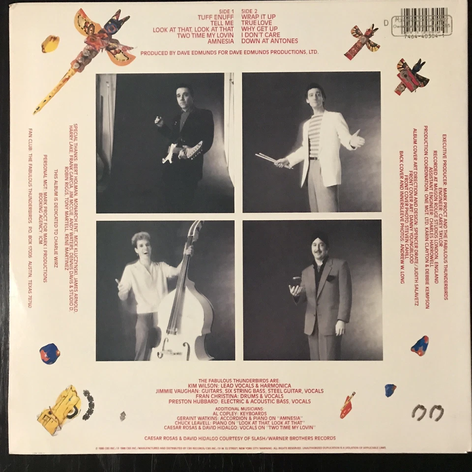 The Fabulous Thunderbirds 1982 Tuff Enuff 1986  CBS BFZ 40304 12” 33rpm LP Promo - Image 2 of 4