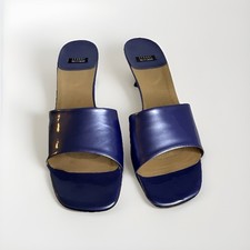 Stuart Weitzman Open Toe Mule Kitten Heels Slide Purple Lilac Iridescent US Sz 8
