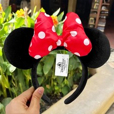 Disney Parks Classic Red White Polka Dot Bow Minnie Mouse Ears Headband NWT