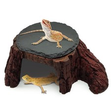 Small Bearded Dragon Basking Platform,Reptile Hide Cave with Heat Storage Sla...