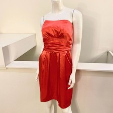 2000s Vintage Red Strapless Party Dress Size Small