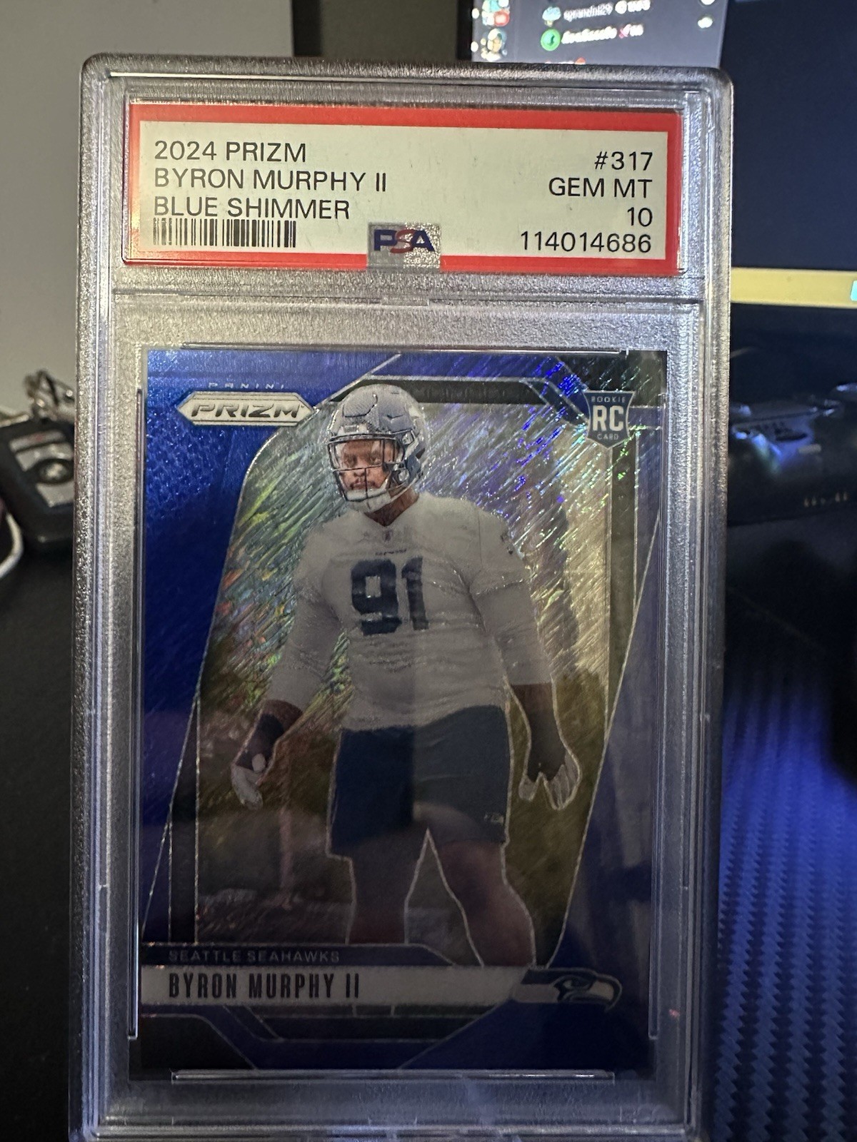Panini 2024 Prizm Byron Murphy II #317 Blue Shimmer Prizm Rookie /25 Seahawks