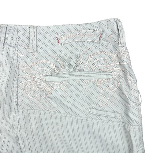 Quiksilver, Vintage Quiksilver Chino Shorts Mens 34 Gray Pinstripe Embroidered Back Pocket