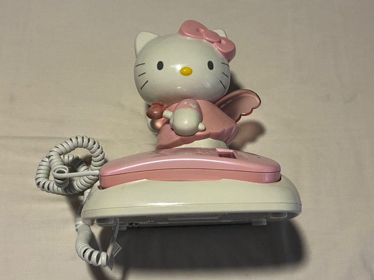 その他 Sanrio Hello Kitty Angel Telephone VTG Hello Kitty Angel Sanrio Pink Landline Flash Telephone Phone