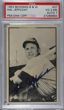 PSA/DNA 1953 Bowman Black and White Hal Jeffcoat Certified Authentic Auto 0ls