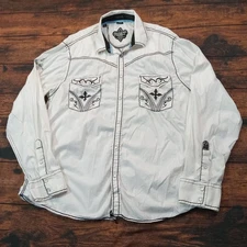 Roar Strength Refined Embroidered Pearl Snap Long Sleeve Men's 3XL White