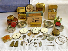 Antique Pocket Watch Parts Lot Waltham Elgin Cresent Cases Watch Maker Movements