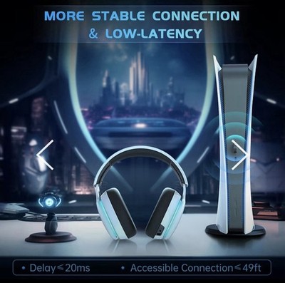 2.4GHz Wireless Gaming Headset Captain 300 White + Black for PC, PS4, PS5