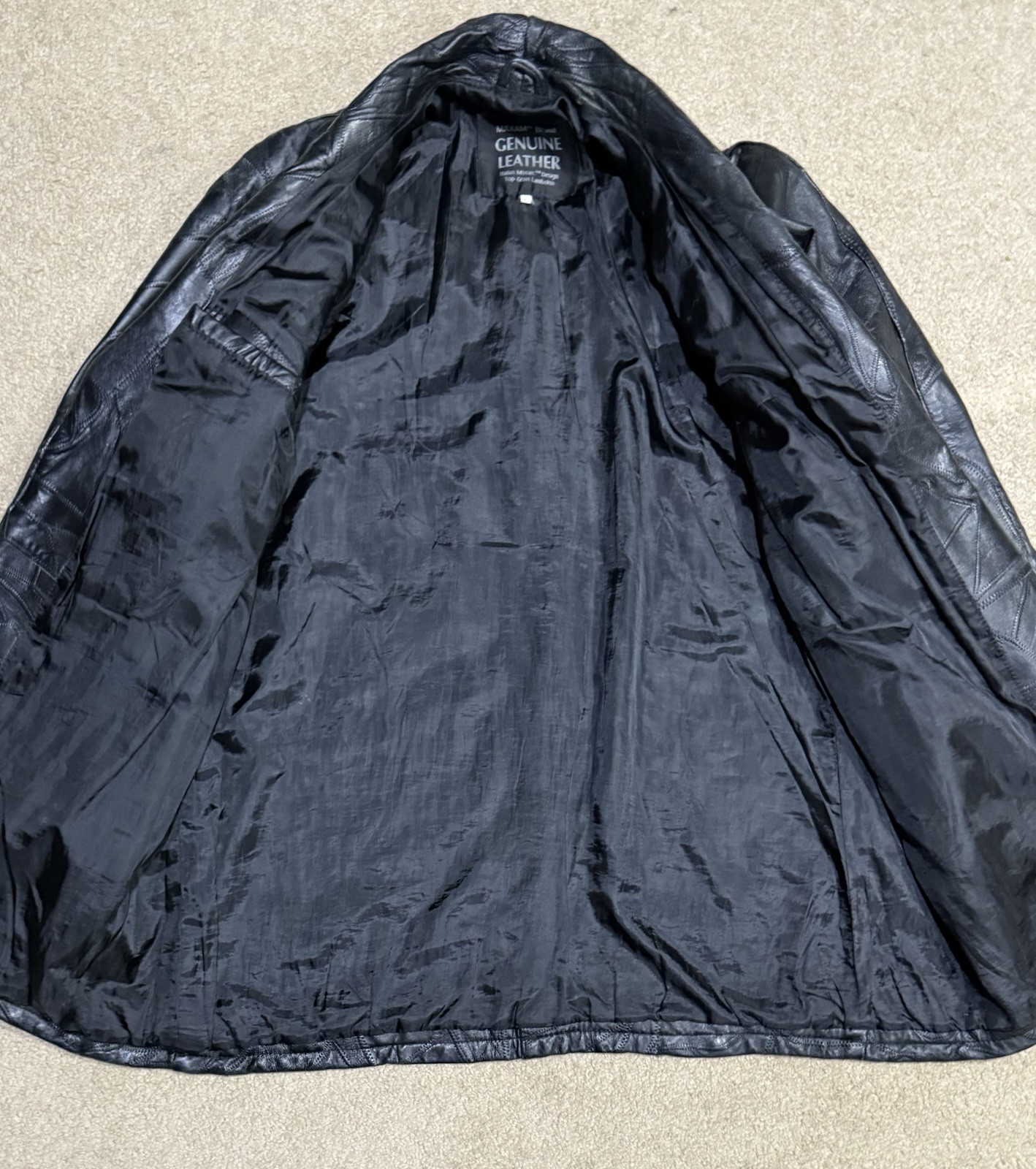 90s Leather Mosaic Patchwork Jacket Coat Italian … - image 19