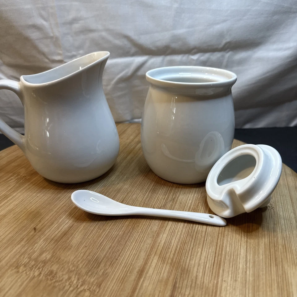 Better Homes & Gardens 5 Piece White Porcelain Creamer, Sugar & Spoon Set - Image 2 of 4
