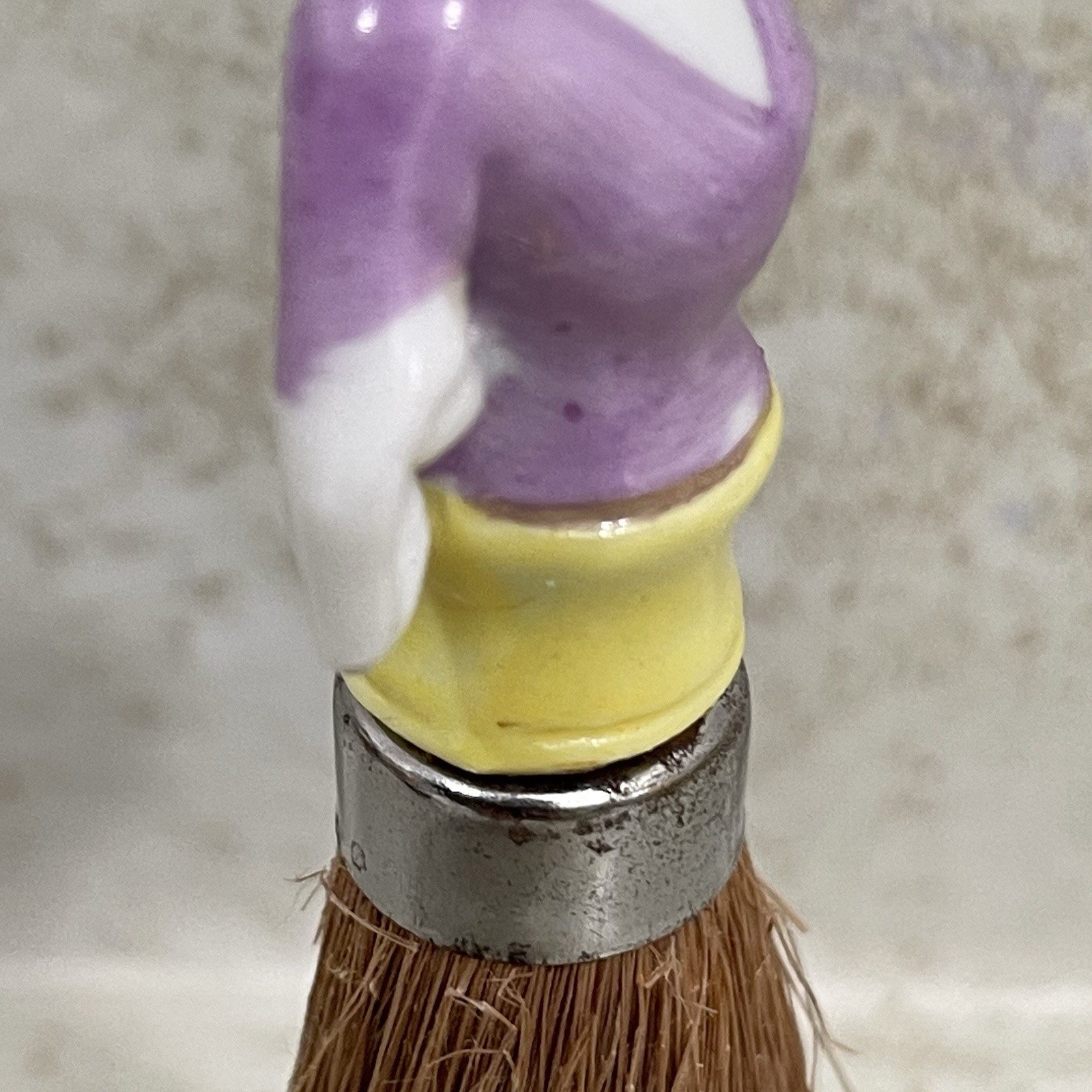 Vintage Porcelain Lady Crumb Half Doll Brush Whisk Broom 5” REPAIRED READ