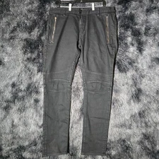 🖤 John Varvatos U.S.A. Black Moto Utility Jeans – Size 38 – Zipper Pockets