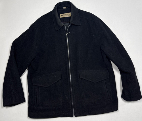 Columbia Wool Jacket Charcoal Mens XL Satin Lined insulated Bomber coat