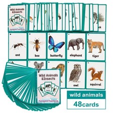 48x Animals Flash Cards, Educational Toys, Kids Gifts Teaching Preschool
