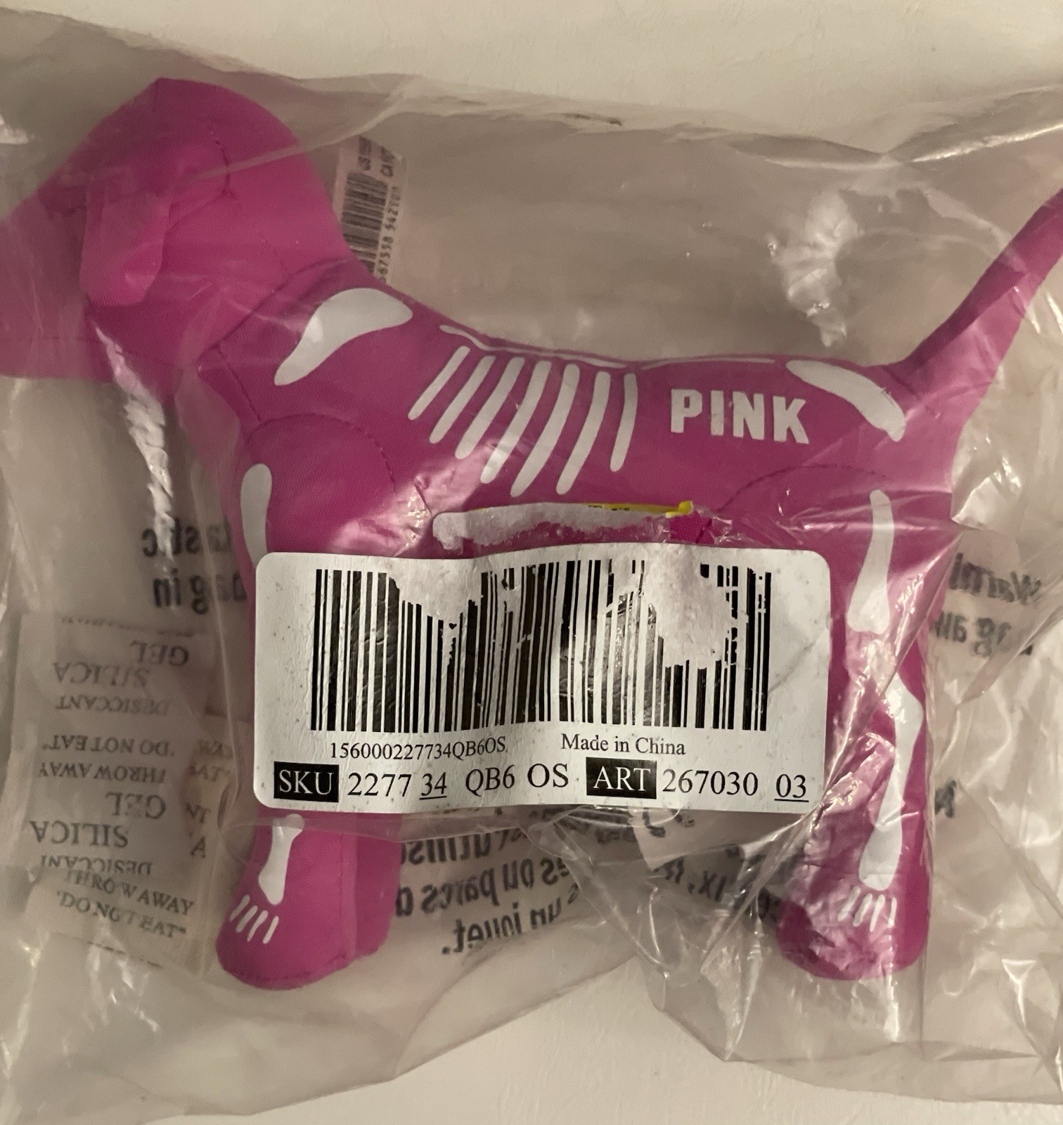 Victoria's Secret PINK Collectible Dog Plush Toy Skeleton Design Pink Fabric
