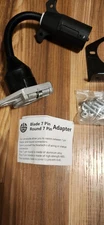 7 Pin Blade to 7 Way Round Trailer Adapter w/ Mounting Bracket RV Tow Connector