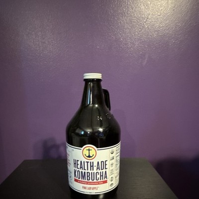 Health-Ade Kombucha Brown Glass Bottle Half Gallon Purple Label