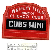 Large Embroidered - CUBS WIN! - WRIGLEY FIELD Chicago CUBS Patch Cloth Iron-On