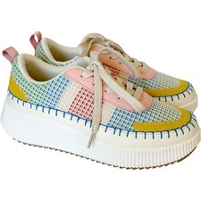 Nicole Miller Brita Mixed Woven Platform Wedge Sneakers Pastel Shoes 6.5 Women  s