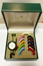 GUCCI Change Bezel 11/12.2 Watch 12 colors Quartz Gold BOXED Working Authentic