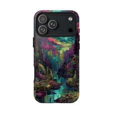 Phone Ink - Case for iPhone/Galaxy/Pixel - Glitch Wilderness Earthy Green