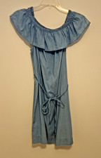 Loft Blue   Off the Shoulder Dress Size LP Cotton Blend Preppy NWT