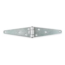Strap Hinge, Steel, Full Surface Mounting, 5 In Leaf W X 1 7/8 In Leaf H, Zinc