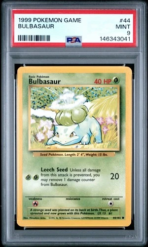 1999 POKEMON BASE SET UNLIMITED #44 BULBASAUR PSA 9