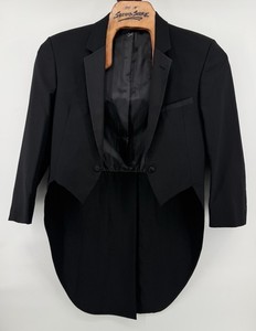 VNTG Perry Ellis Tailcoat Tuxedo Jacket 40R Black Wool Swallowtail USA Made