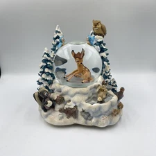 Disney Bambi Snow Globe Musical Schubert Symphony 8 B Minor Winter Forest
