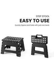 Home Folding Step Stool Lightweight Step Stool with 9 Inch Height for Kids Black