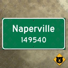 Naperville Illinois city limit highway road street sign 16x8