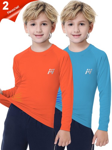 2 Pack Kids Boys Rash Guard UPF 50+ Toddler Swimwear Shirts Tops Sun Protection - Picture 14 of 14