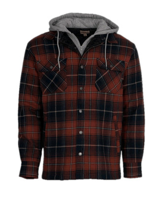 Red Head Flannel Quilted Jacket Hooded Henna Plaid Men's Size XL