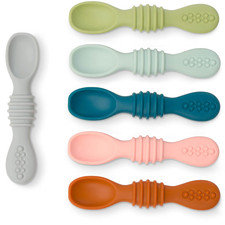 Silicone Baby Spoons Self Feeding 6 Pack - First Stage Infant Spoons for Babies