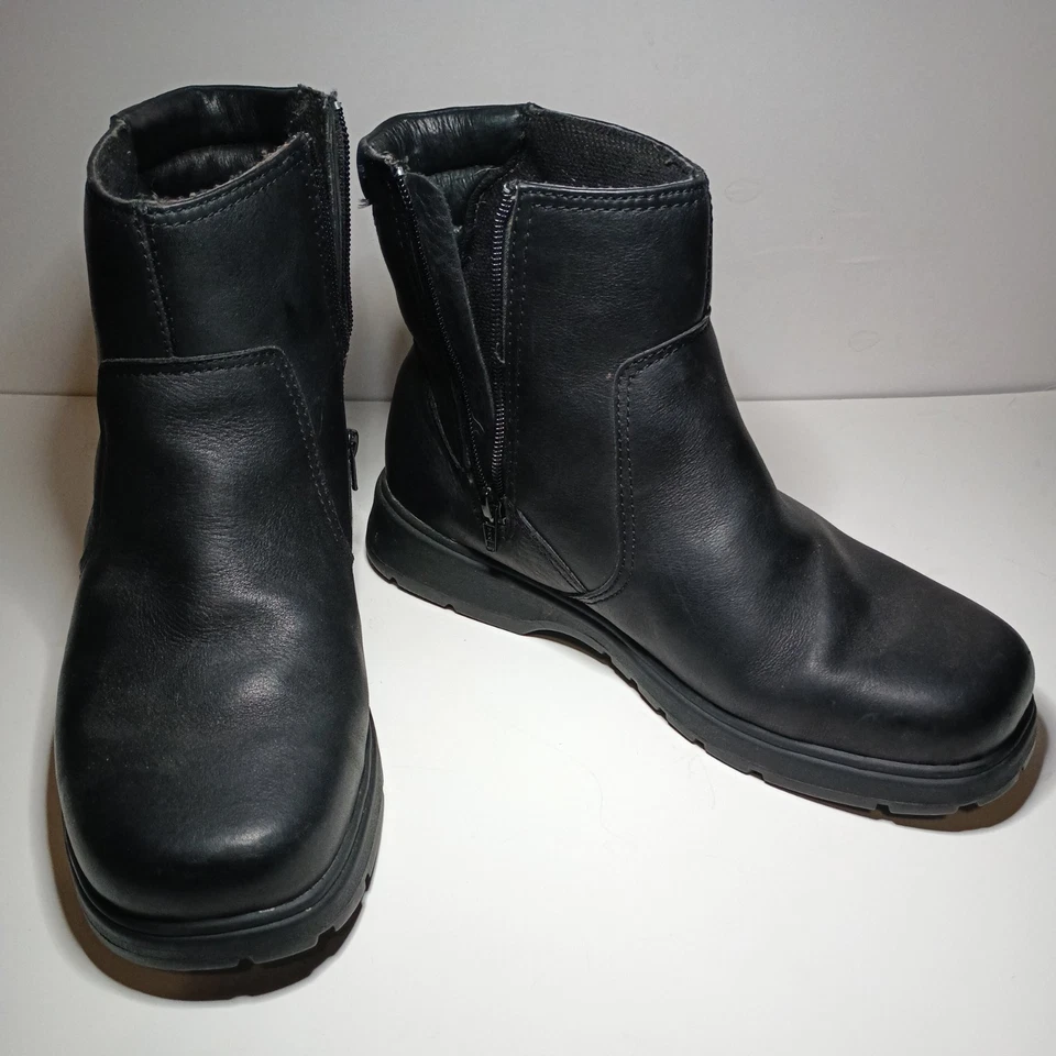 Hush Puppies Leather Ankle Boots side Zipper Insulated Black Men Size 8 EW - Image 2 of 4