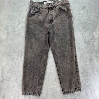 Polar Skate Co 93 Denim Jeans Mens 30x30 Gray Orange Straight Frayed Streetwear