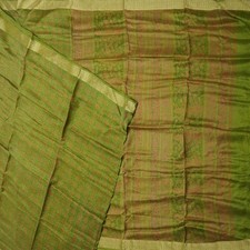 Namaste Vintage Green Sarees 100 Pure Silk Printed Indian Sari 5YD Craft Fabric