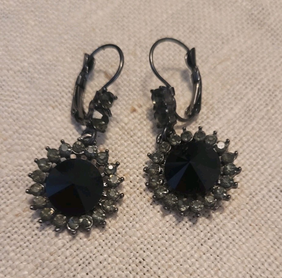 Sparkly Black Dangle Earrings for Cocktail Parties & Formal Events