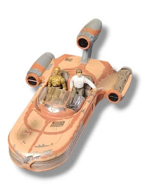 Star Wars Action Fleet Landspeeder 1996 Galoob w/ Luke & C-3PO Figures Loose